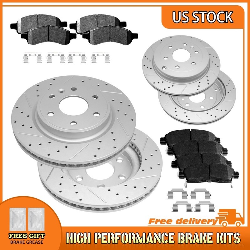 Front Rear Brake Rotor Pad For 2007-17 GMC Acadia/Acadia Limited Saturn Outlook