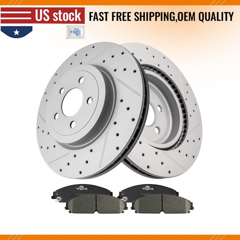 Front Brake Rotors Ceramic Pad Kit For 2005-2023 Chrysler 300 AWD 3.6L 3.5L