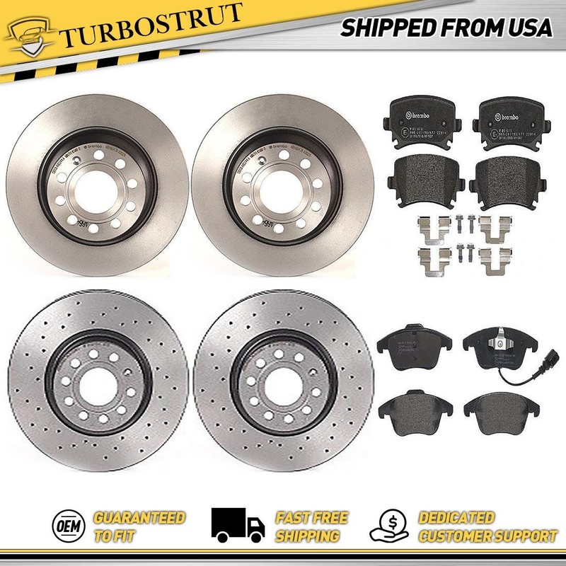 Prime Front Rear OE Brake Kit Brake Pads Rotors For 2015 Audi Q3 Q3 Quattro