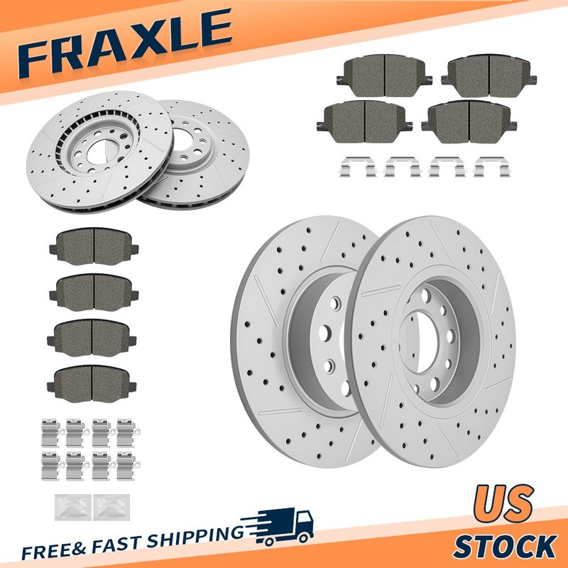 Front and Rear Drilled Rotors + Ceramic Pads for 2016-2020 Jeep Renegade 500X