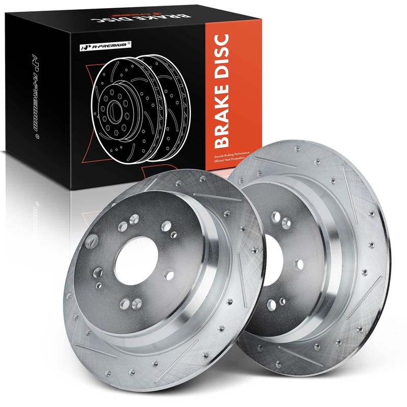 A-Premium Rear Drilled Rotors for Honda CR-V 2005-2016 Acura RDX 2007-2018 SUV