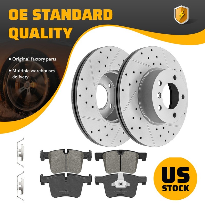 Front Drilled Brake Rotors & Ceramic Pads Kit for BMW 228i 320i 328d xDrive