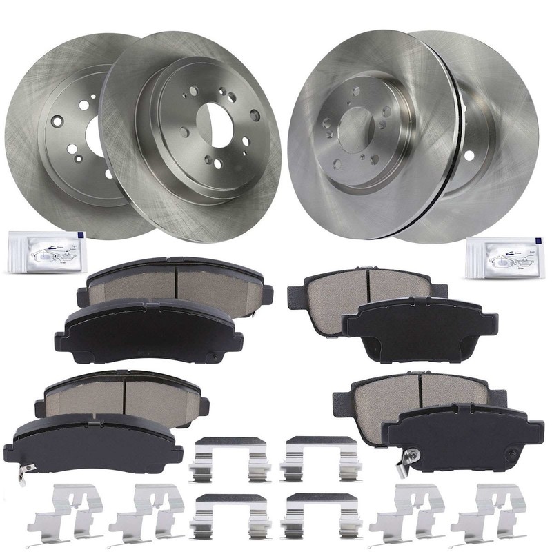 4-Wheel Set Brake Disc and Pad Kits Front & Rear for Honda Ridgeline 2006-2011