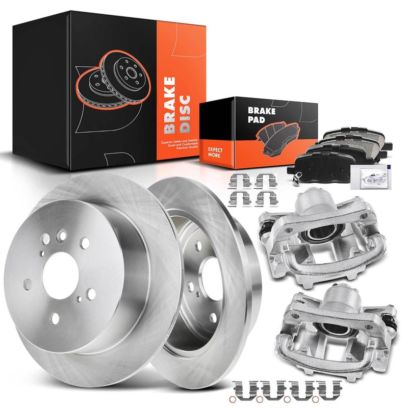 Rear Disc Brake Rotor & Brake Pads + Brake Caliper for Toyota Venza 2009-2016