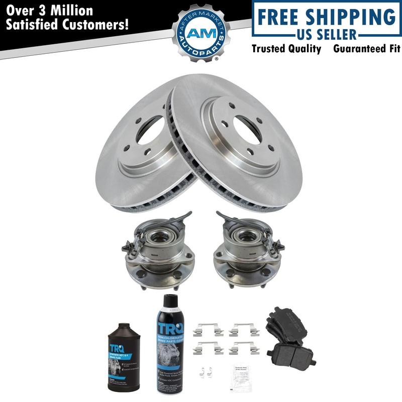 Front Semi-Metallic Brake Pad Rotor & Hub Kit w/Chemicals