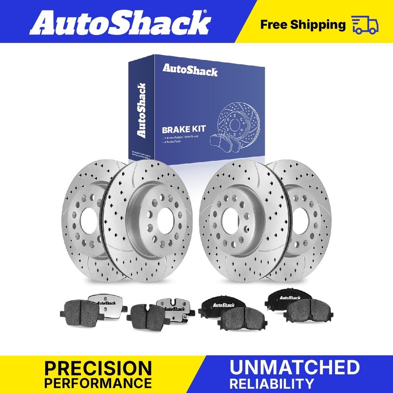 Front Rear Drilled Slotted Brake Rotors Ceramic Pads for Chevy, Traverse 21-25
