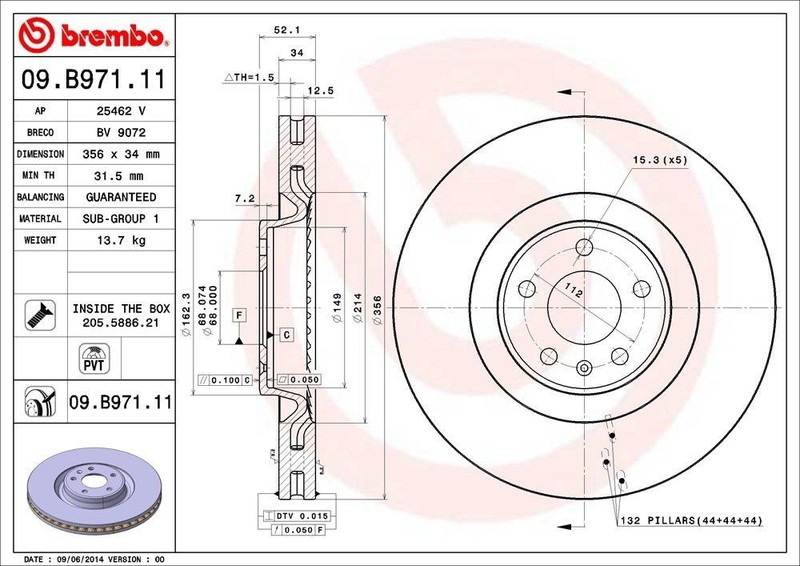 Front Rotor Fits 2010-2018 Audi A8 Quattro 09.B971.11