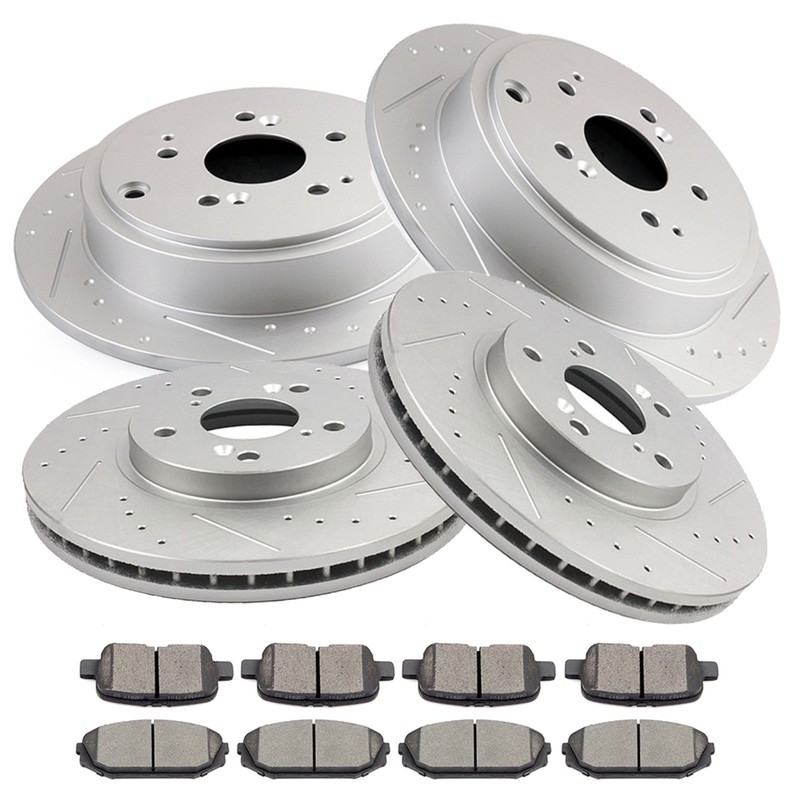 Ceramic Brake Pads And Rotors Front Rear For 2001-2002 Acura MDX Drilled Slotted
