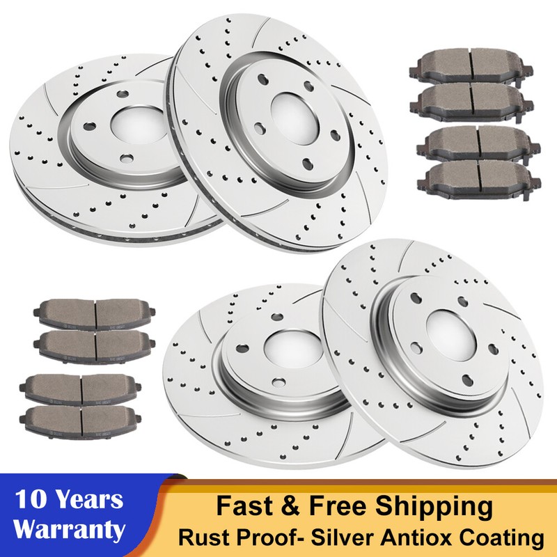 Front Rear DRILLED Rotors Brake Pads for Town Country Grand Caravan Dual Piston