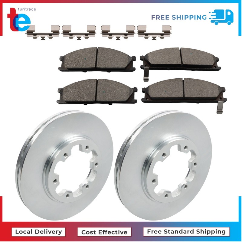 For Nissan D21 Pathfinder Pickup Front Disc Brake Rotors + Ceramic Brake Pads gallery