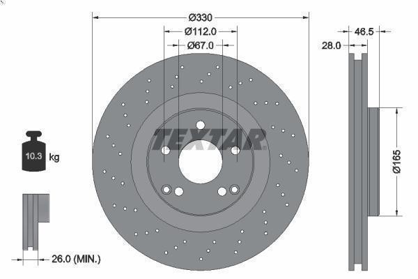 1X Brake Disc Textar 92119805 for Mercedes-Benz SLK (R171) 3 2005-2011