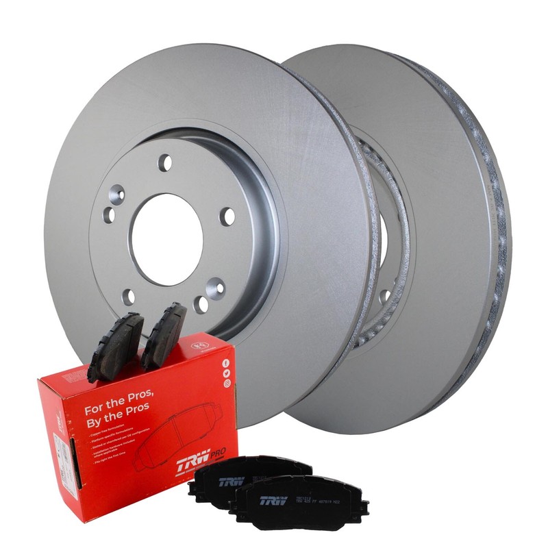 Front Brake Kit 300mm Rotors & TRW Pro Ceramic Pads For Kia Frote 15″ Wheels FWD