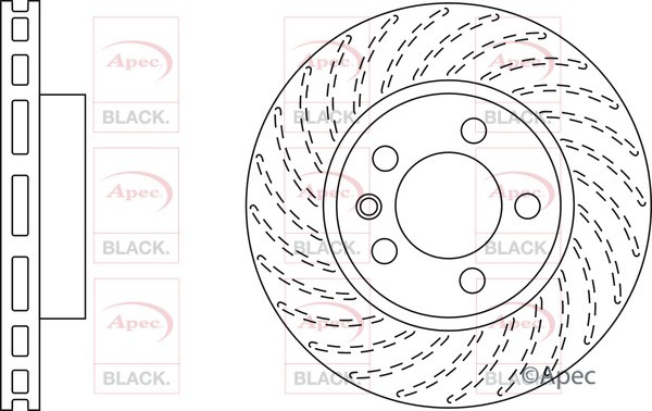 Apec Black DSK2308B Front Right Brake Disc Fits Porsche Vw Cayenne Touareg