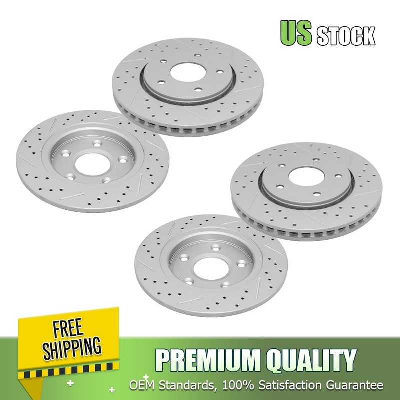 Front Rear Drilled Slotted Brake Rotors for Dodge Grand Caravan Ram C/V V6