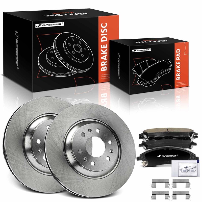 A-Premium Front Disc Brake Rotors & Ceramic Pads for Cadillac SRX 04-09 323mm