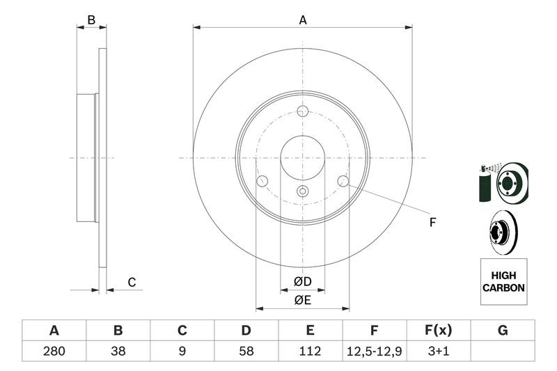BOSCH 0986478479 Brake Disc Front Solid Coated With Bolts Screws Fits Smart gallery