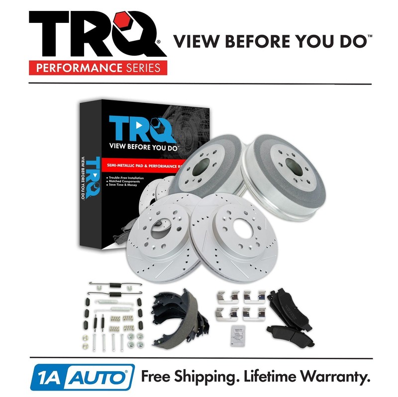 TRQ Front & Rear Brake Pad & Rotor,Shoe & Drum Kit Fits Chevrolet GMC