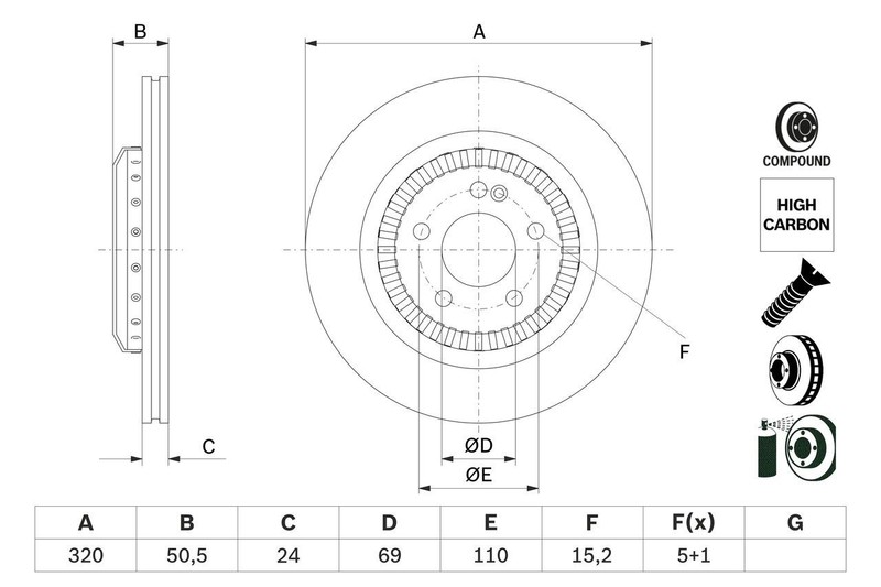 Bosch Brake Disc Set 342mm Front & 320mm Rear Mercedes Benz V222 W222 X222 gallery