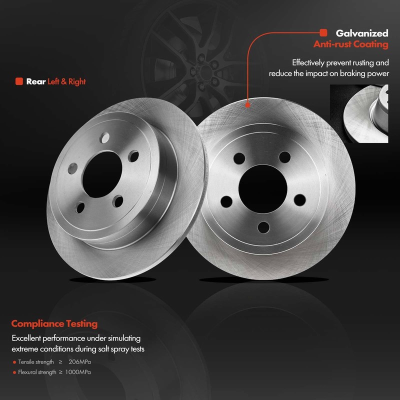 Rear Disc Rotor & Ceramic Pads + Calipers for Jeep Liberty 03-07 Wrangler TJ gallery