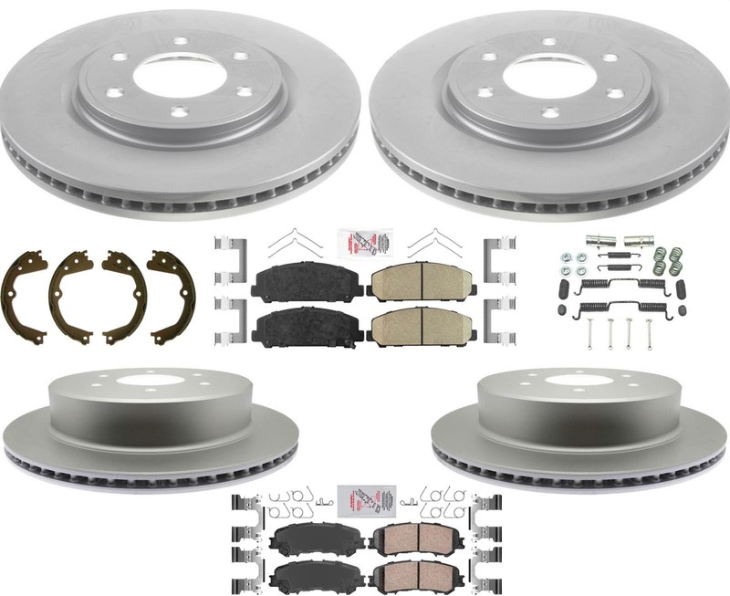 For Nissan Titan 2017-24 Front & Rear Disc Brake Rotors Coated Disc Brake Pads