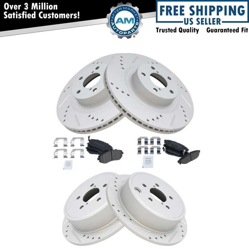Performance Drilled Slotted Brake Rotor & Semi-Metallic Pad Front & Rear Kit