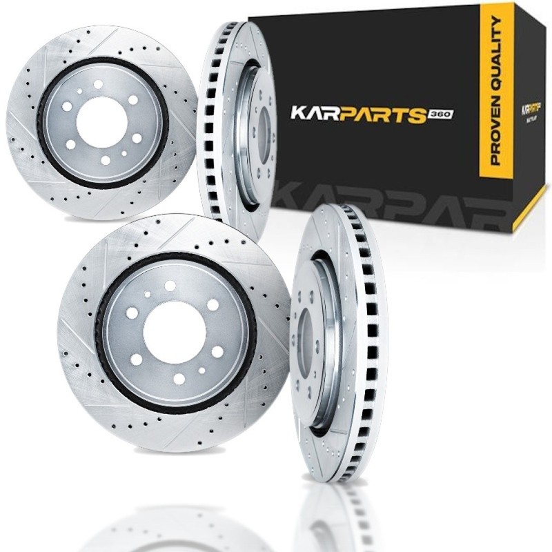 For Oldsmobile Bravada 2002-2004 Brake Rotor Set | Silver | Drilled And Slotted