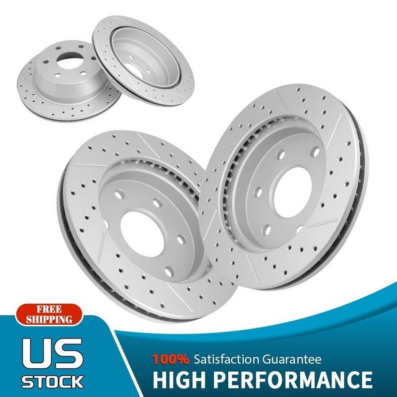 Front & Rear Drilled Brake Rotors for Silverado Sierra 1500 Tahoe Yukon Astro