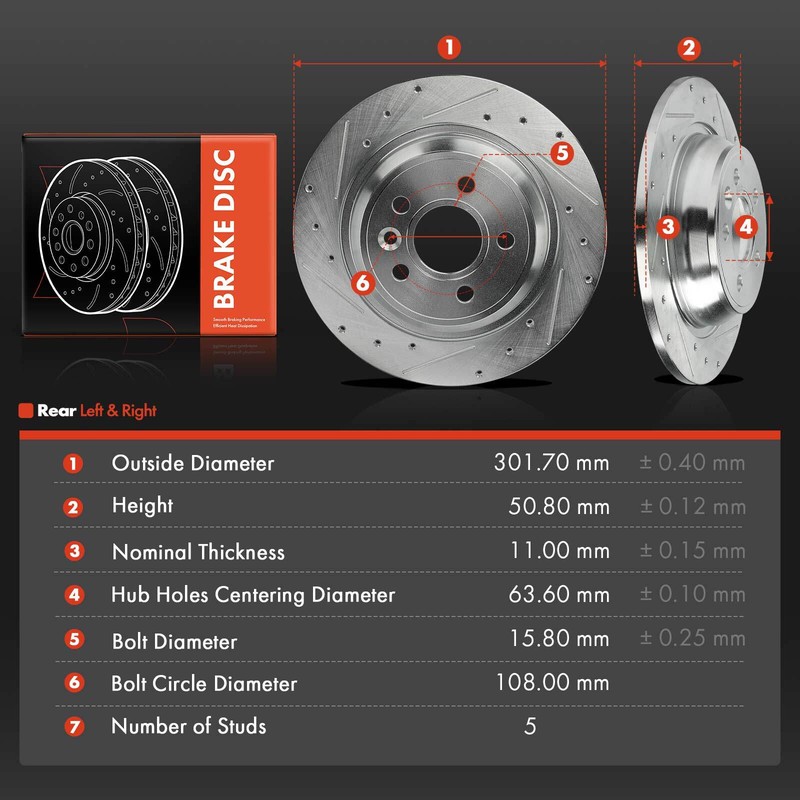 Rear Drilled Brake Rotors for Land Rover Range Rover Evoque 2012-2015 L4 2.0L gallery