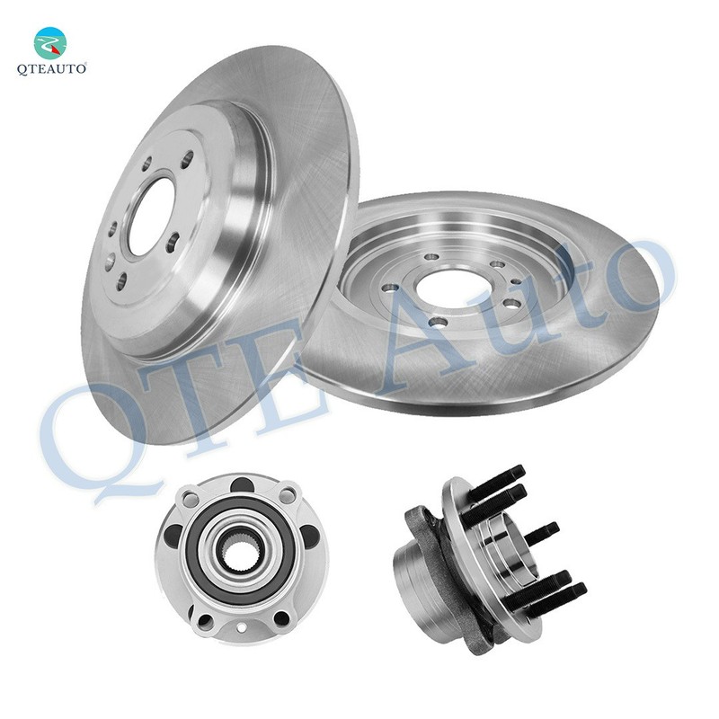 4 Rear 330mm Brake Rotors-Wheel Hub Bearing Assembly For 2011-2019 Ford Explorer