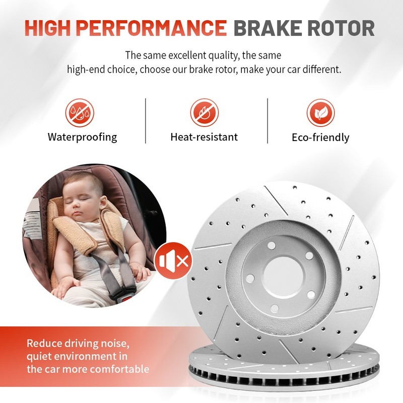 Front & Rear Drilled Brake Rotors Set For Mercedes-Benz GLK250 GLK350 2013-2015 gallery