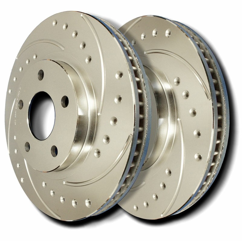 SP Performance F03-490-P Drilled Slotted Brake Rotors Zinc Coating L/R Pr Rear