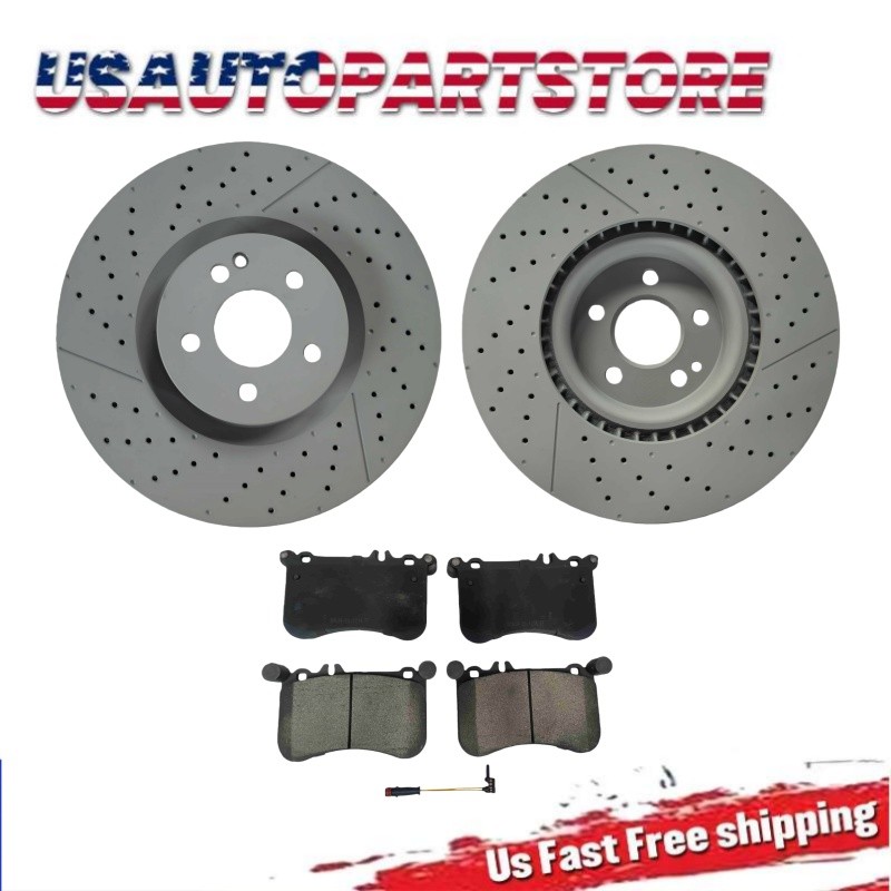 Front Drilled Brake Rotors Brake Pads for Mercedes CLA45 AMG 2014 2015-2018 2019