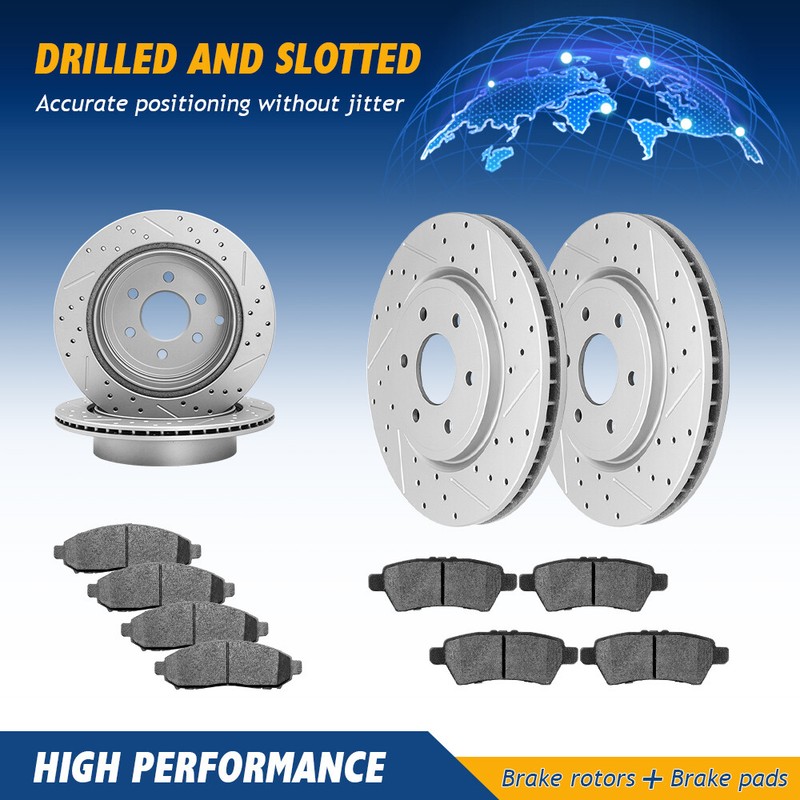 Front & Rear Brake Rotors & Ceramic Pads For 2005-2012 Nissan Pathfinder V6