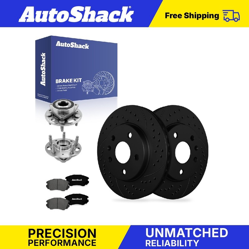 Front Drilled Slotted Brake Rotors Premium Pads Hubs for Chevy, Malibu 2013-2015