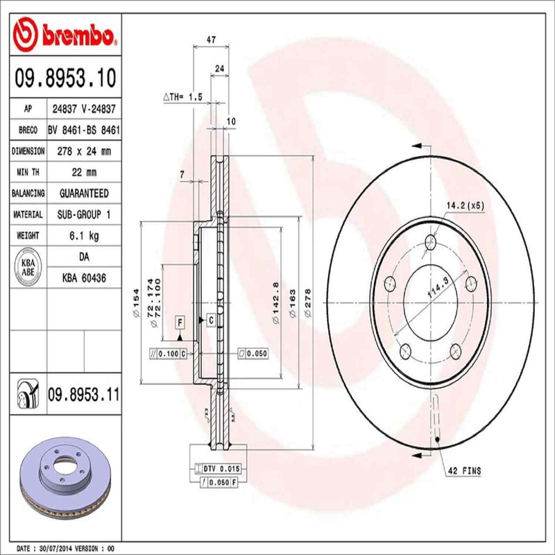 Front Rotor Fits 2001-2007 Ford Escape 09.8953.11 gallery