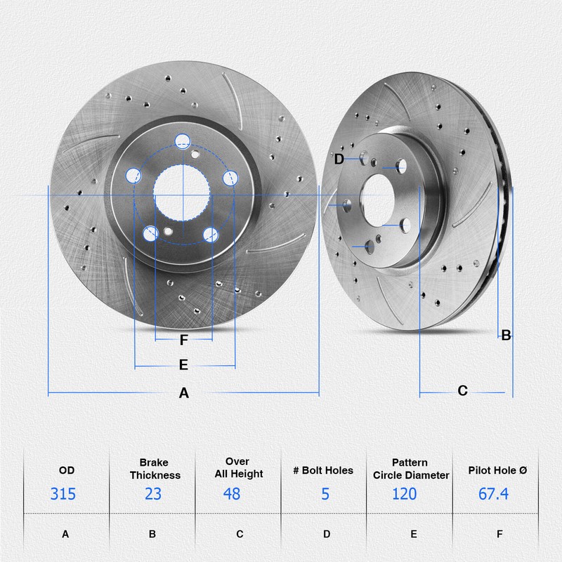 315mm Rear Drilled Rotor + Ceramic Brake Pads for 2012 2013-2016 Buick LaCrosse gallery