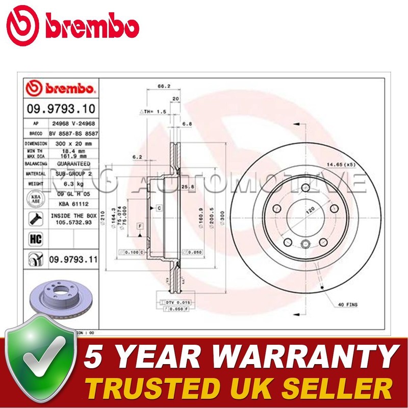 Brembo Rear Brake Discs Fits BMW 3 Series 2004-2018 1 Series 2004-2019 #1 gallery