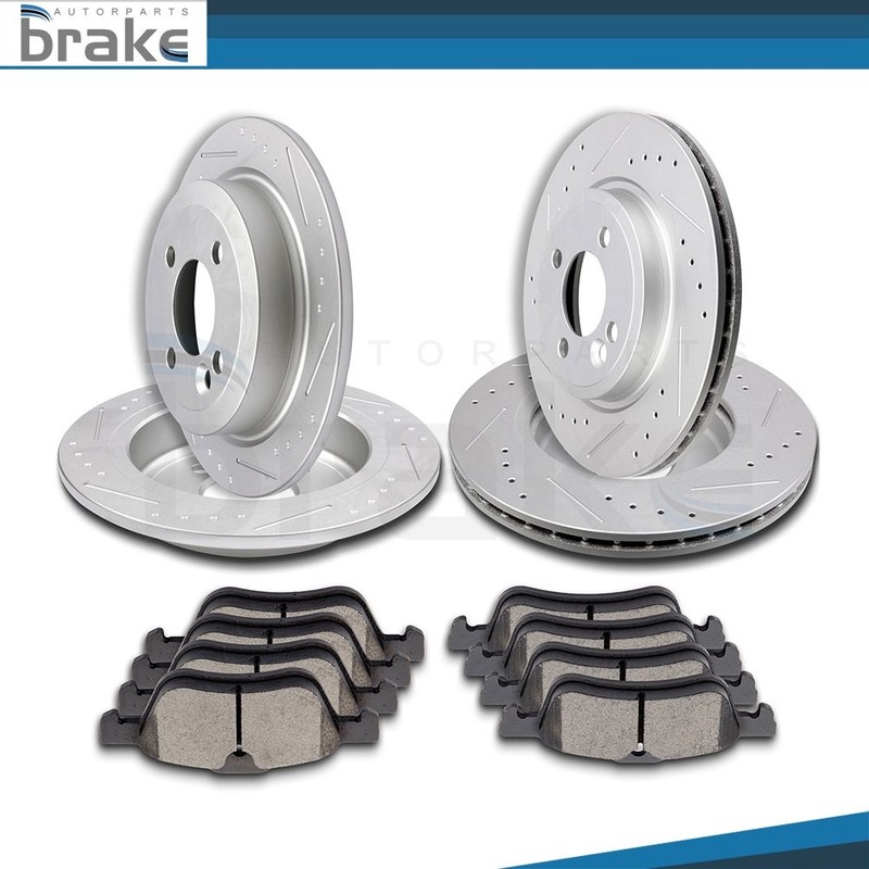 Front + Rear Brake Rotors Discs Ceramic Pads Kit For Mini Cooper 1.6L 2002-2006