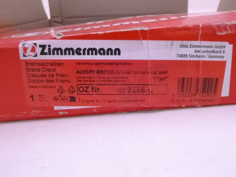 Single Zimmerman Front Brake Disc 100.3356.52 for 2007-2012 Audi A4 gallery