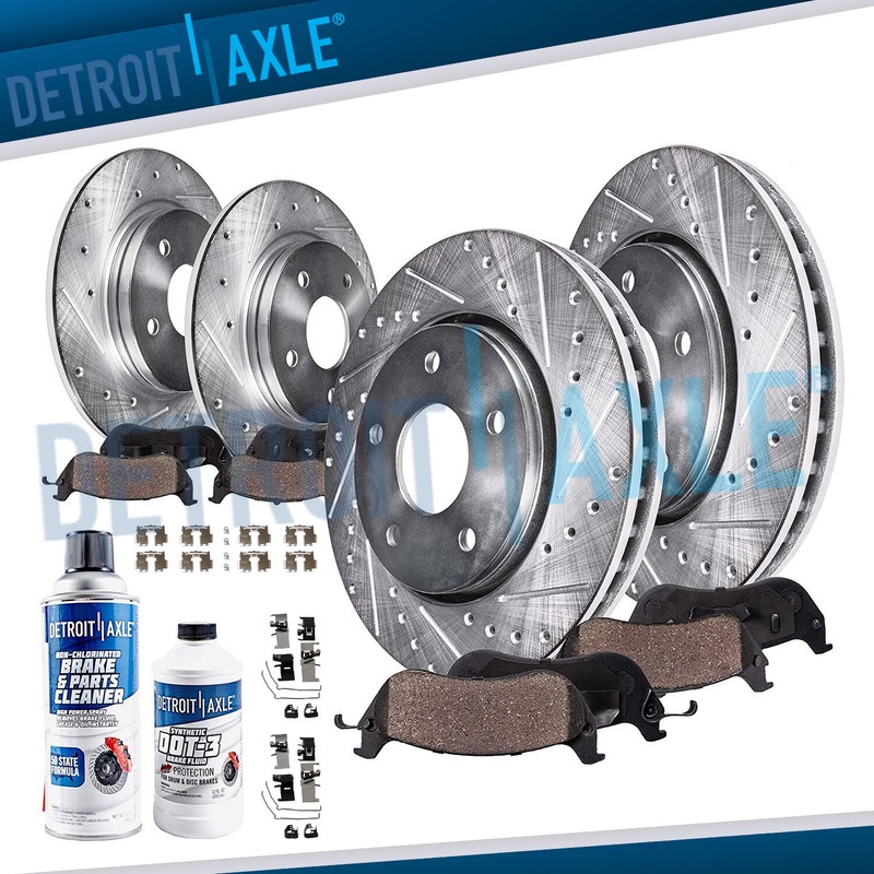 Front Rear Drilled Rotors + Brake Pads for 2013-2017 Toyota Avalon Camry ES300h