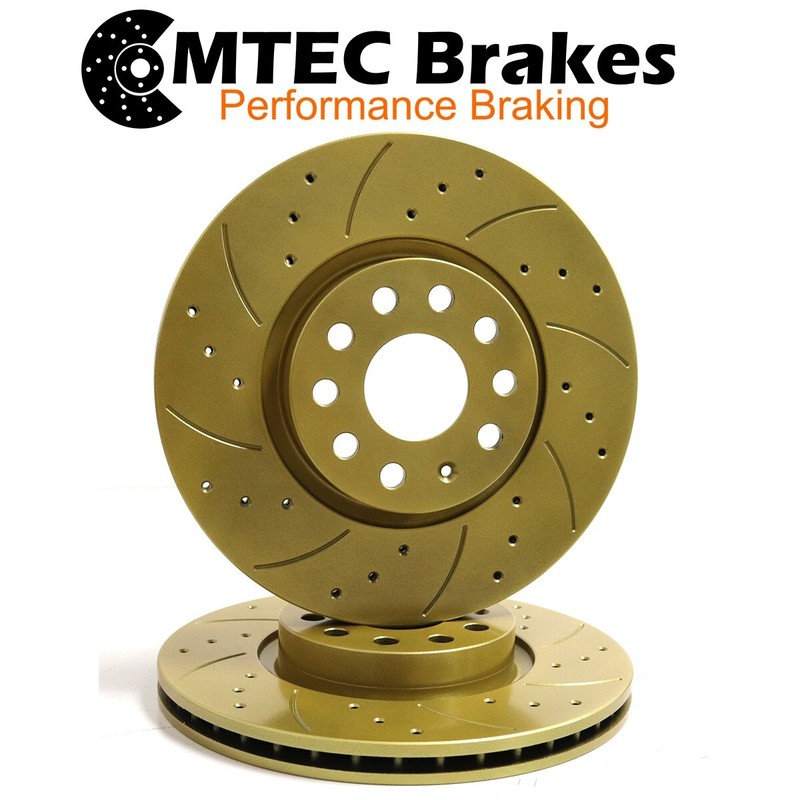 Volvo C30 2.0D 07-10 Front Brake Discs Gold Pierced Grooved MTEC