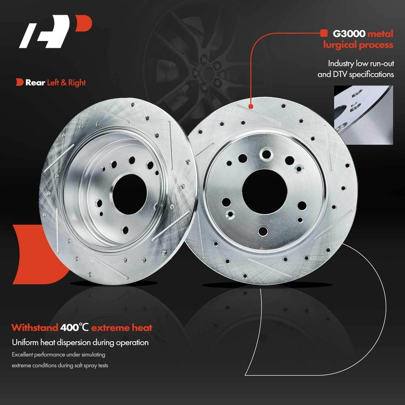 A-Premium Front & Rear Drilled Brake Rotors & Ceramic Pads for Honda Element GAS gallery