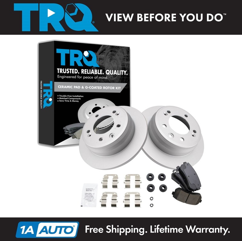 TRQ Rear Ceramic Brake Pad & 2 Coated Rotor for Elantra Touring Sportage Tucson