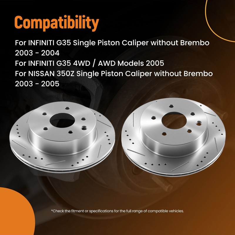 Rear Disc Brake Rotors Ceramic Pads for Nissan Rogue Sport 2017-20/350Z 2003-05 gallery
