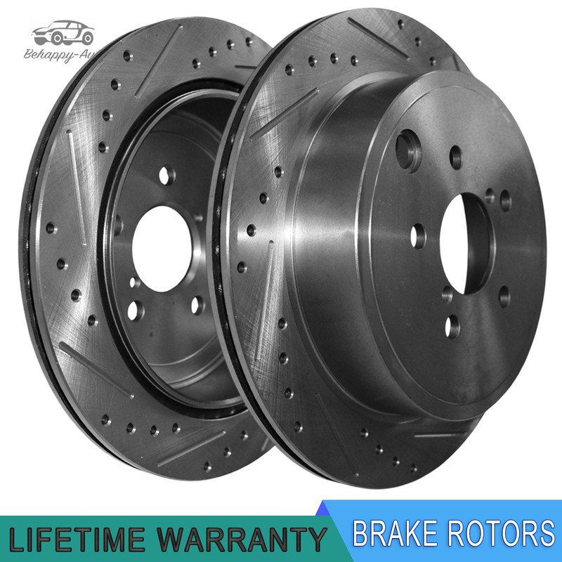 2pcs Rear Drilled Slotted Disc Brake Rotors for Mini Cooper 2014-2019 1.5L 5 Lug