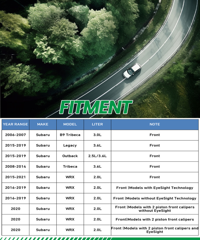 Front Slotted Rotors Ceramic Brake Pads for 2015-2021 Subaru WRX 15-19 Outback gallery