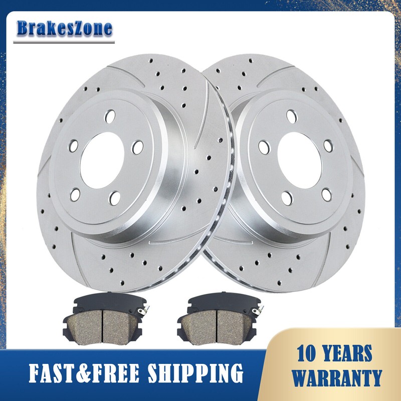 345mm Front Brake Rotors Pads Kit for Chrysler 300 Dodge Charger Drilled Brakes