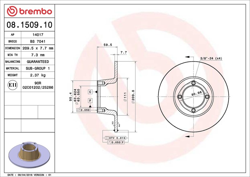 2x Brake Discs Pair Solid fits AUSTIN HEALEY SPRITE Mk3 1.1 Front 64 to 66 10CC gallery
