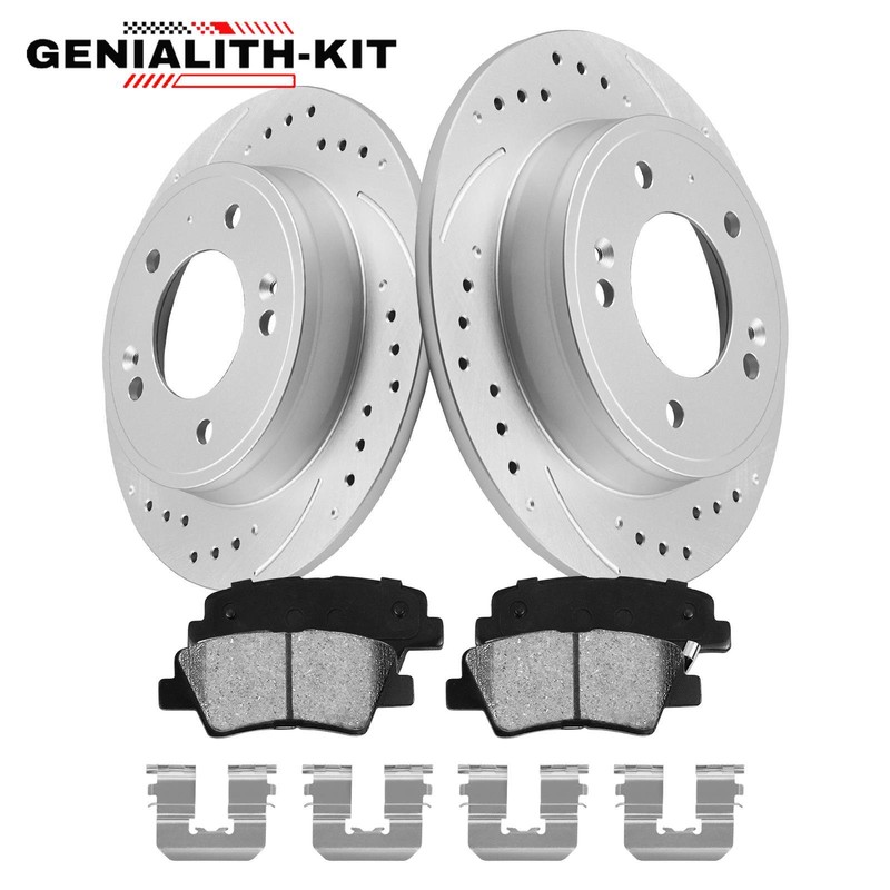 Rear Drilled Rotors + Ceramic Brake Pads for 2004 2005 2006 2007 2008 Acura TSX