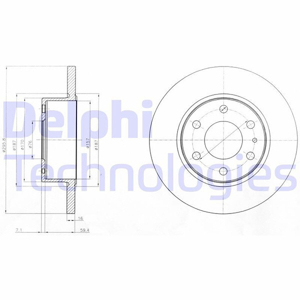 Delphi BG4165 296mm Rear Plain Solid Brake Disc Set for Iveco Daily NEW gallery